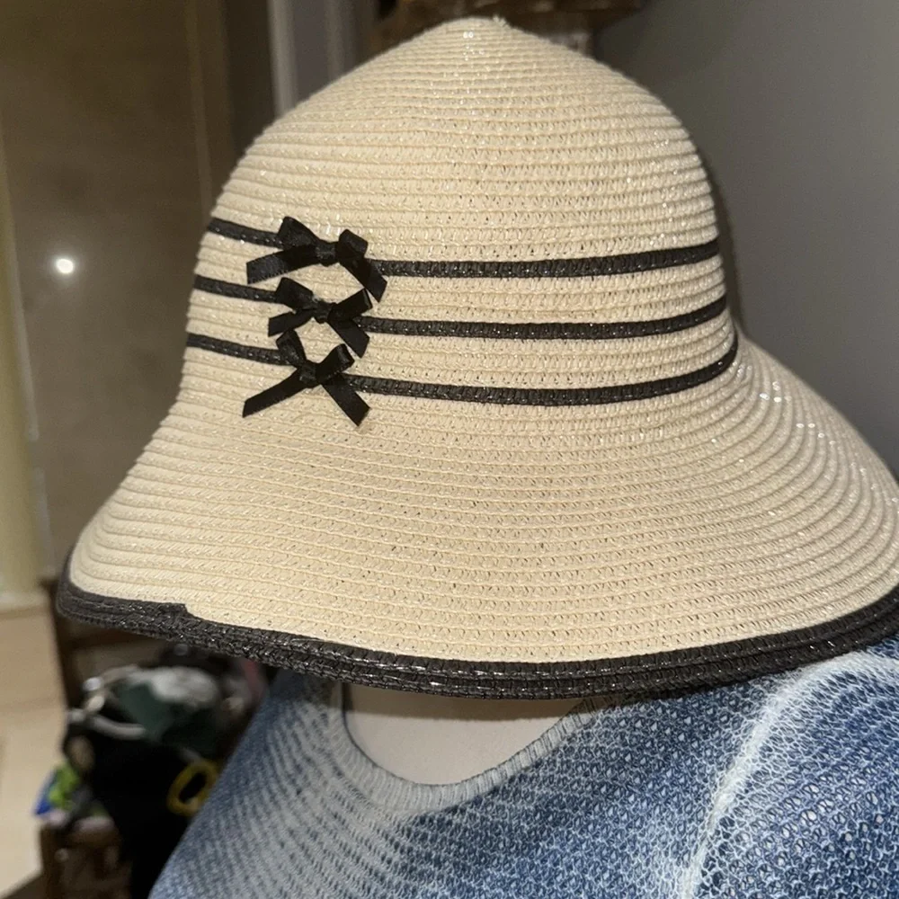 Straw hat w/black trim by Magid Hats - Picture 2 of 4